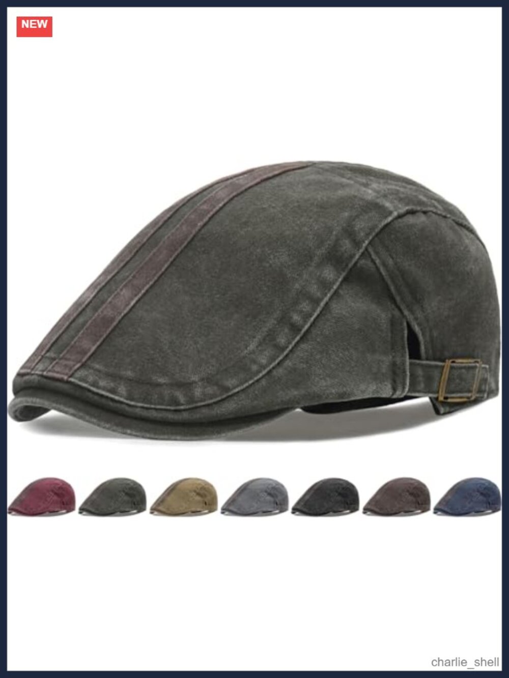 Mens Newsboy Cap Cotton Polyester Washed Beret Ivy Flat Hat Cabbie Driving